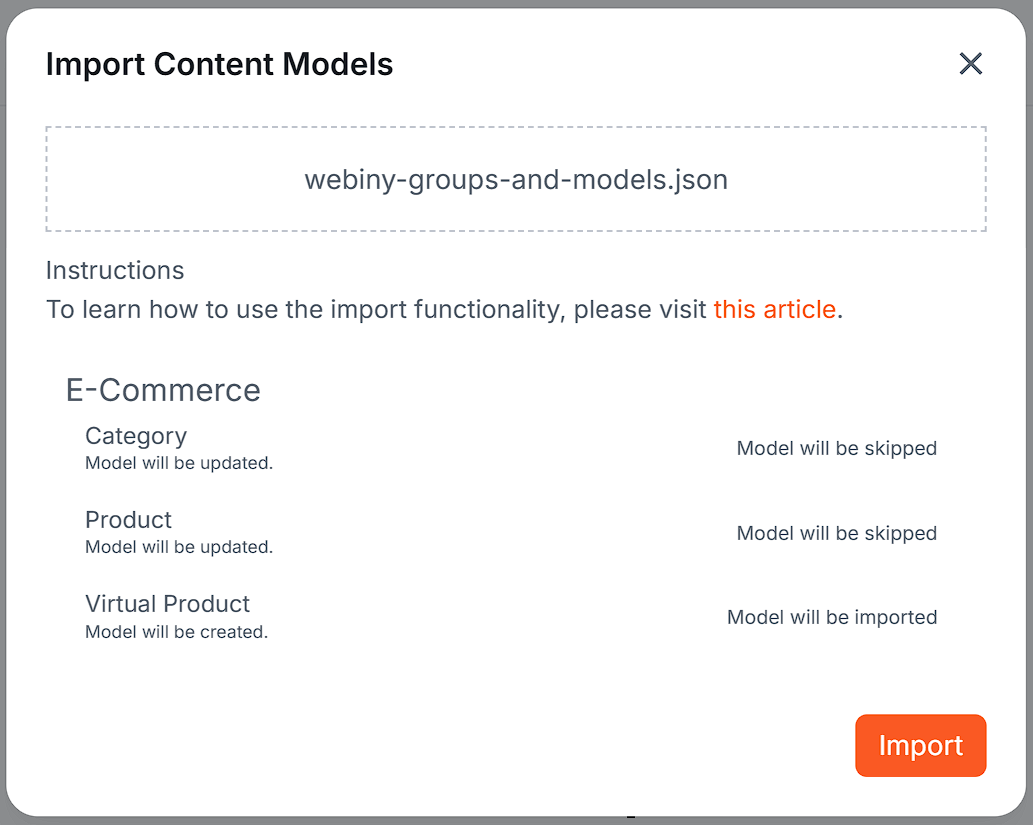 Headless CMS - Import Content Models