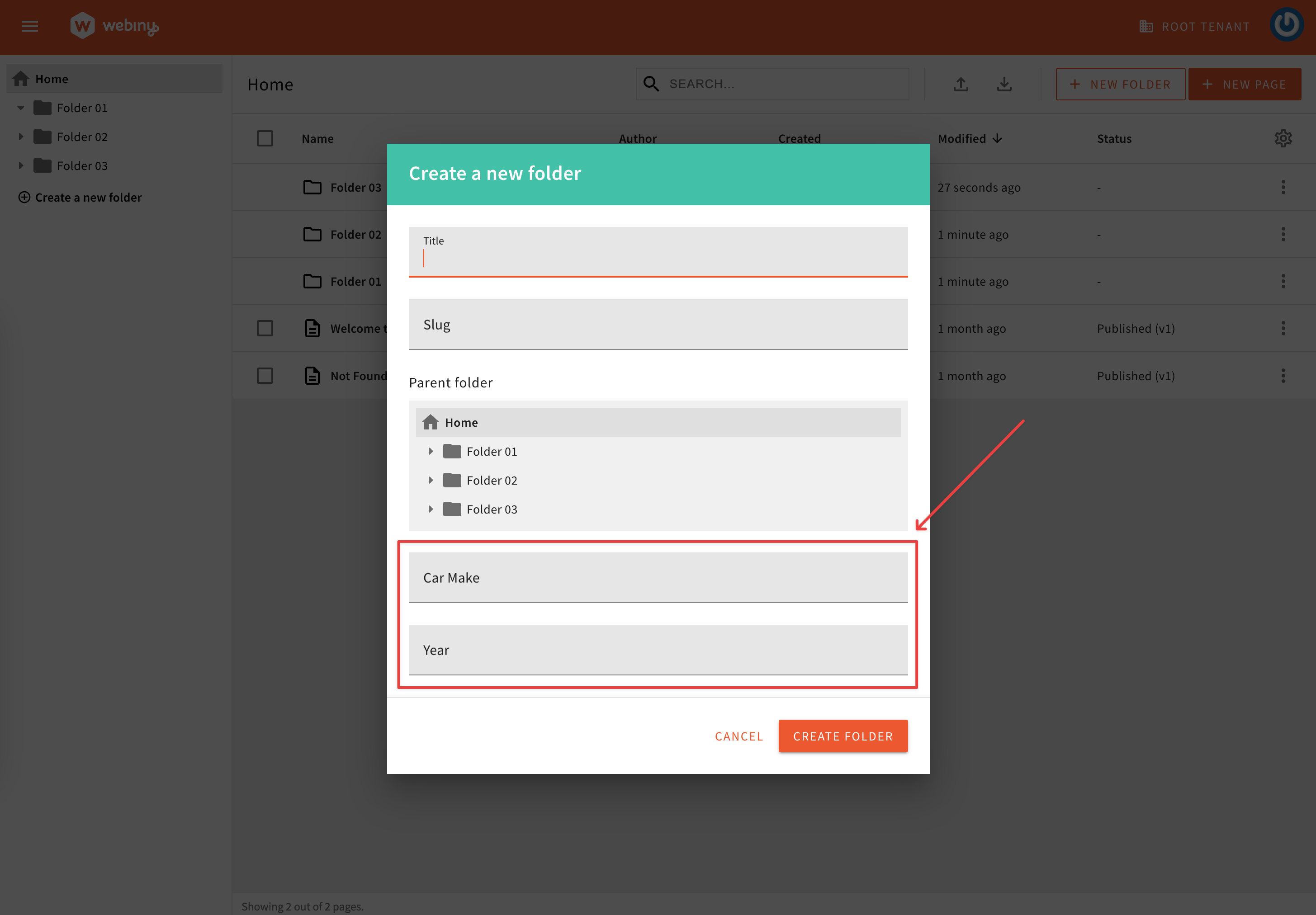 Custom fields in the Admin app